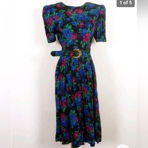 vintage 80s PS ILLUSTRATIONS  Dress Belted WITH POCKETS SIZE 6